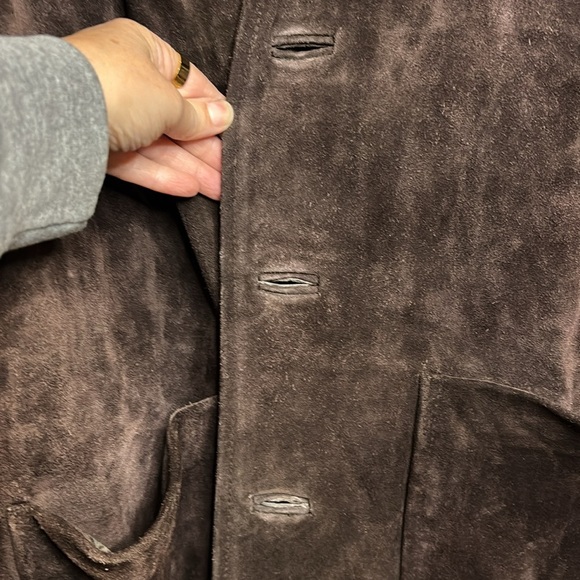 Very good condition TRUCKER LEATHER brand chocolate brown suede jacket men’s XL - Picture 9 of 14